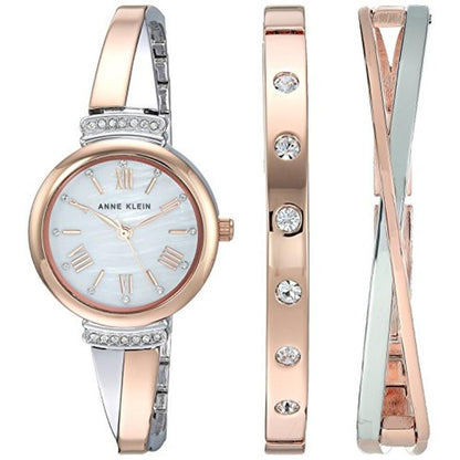 Anne Klein: Women's Premium Crystal Accented Bangle Watch – Front View