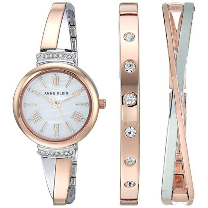 Anne Klein: Women's Premium Crystal Accented Bangle Watch – Front View