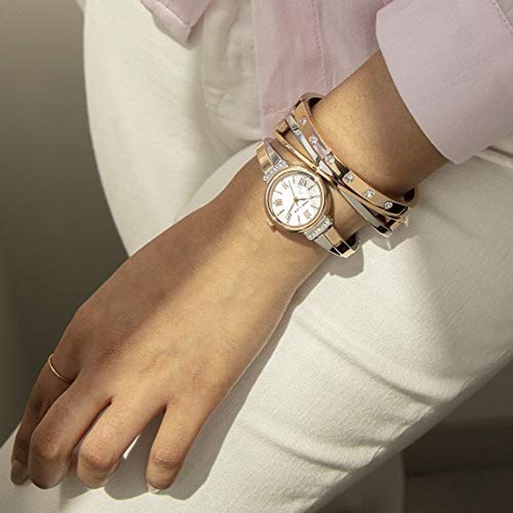 Anne Klein: Women's Premium Crystal Accented Bangle Watch – In Use