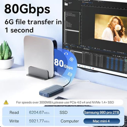 ANYOYO 80Gbps M.2 NVMe SSD Enclosure – Side View