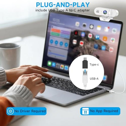 Webcam AOC: AOC White 4K Webcam for PC with Microphone – In Use