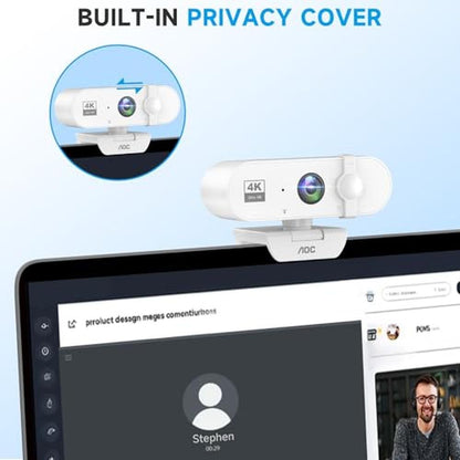 Webcam AOC: AOC White 4K Webcam for PC with Microphone – Packaging