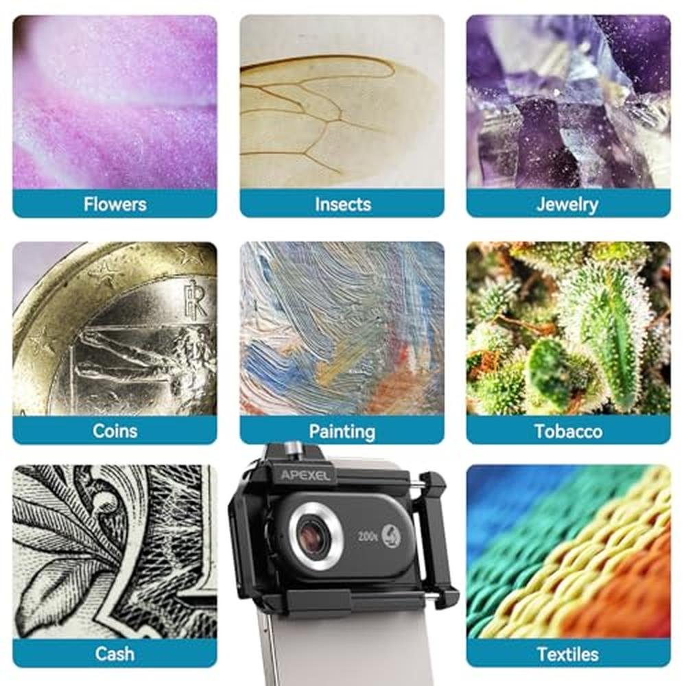 Phone Lens: APEXEL 3-in-1 Phone Microscope Lens 100X-200X – Side View