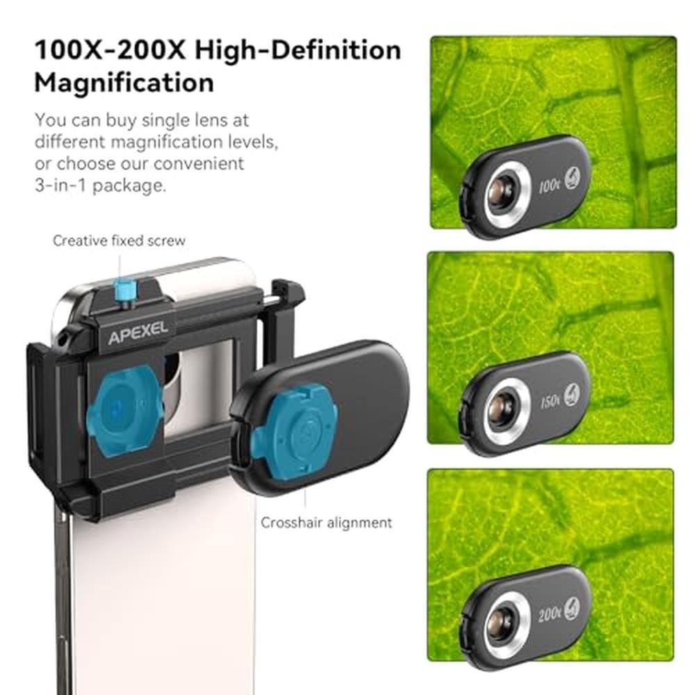 Phone Lens: APEXEL 3-in-1 Phone Microscope Lens 100X-200X – In Use