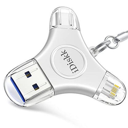 iPhone App Storage: iDiskk 128GB MFI Certified Flash Drive – Front View