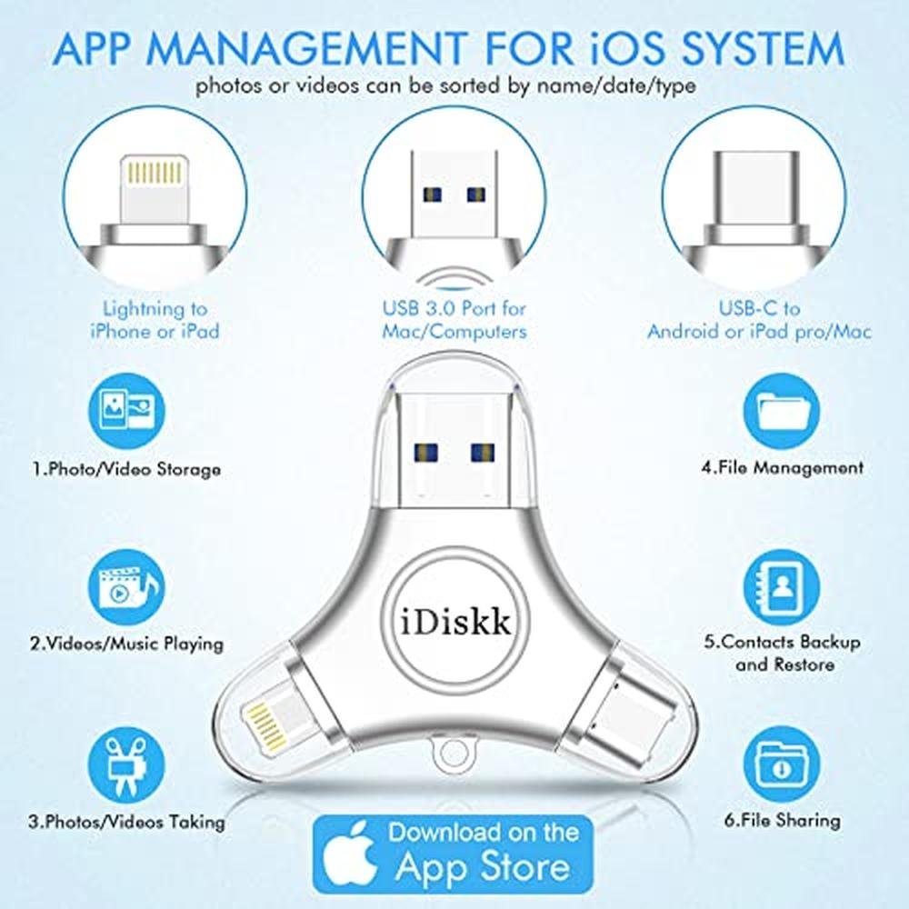 iPhone App Storage: iDiskk 128GB MFI Certified Flash Drive – In Use