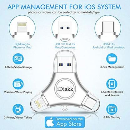 iPhone App Storage: iDiskk 128GB MFI Certified Flash Drive – In Use