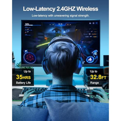 Wireless Gaming Headset: 2.4GHz Wireless Gaming Headphones – Side View