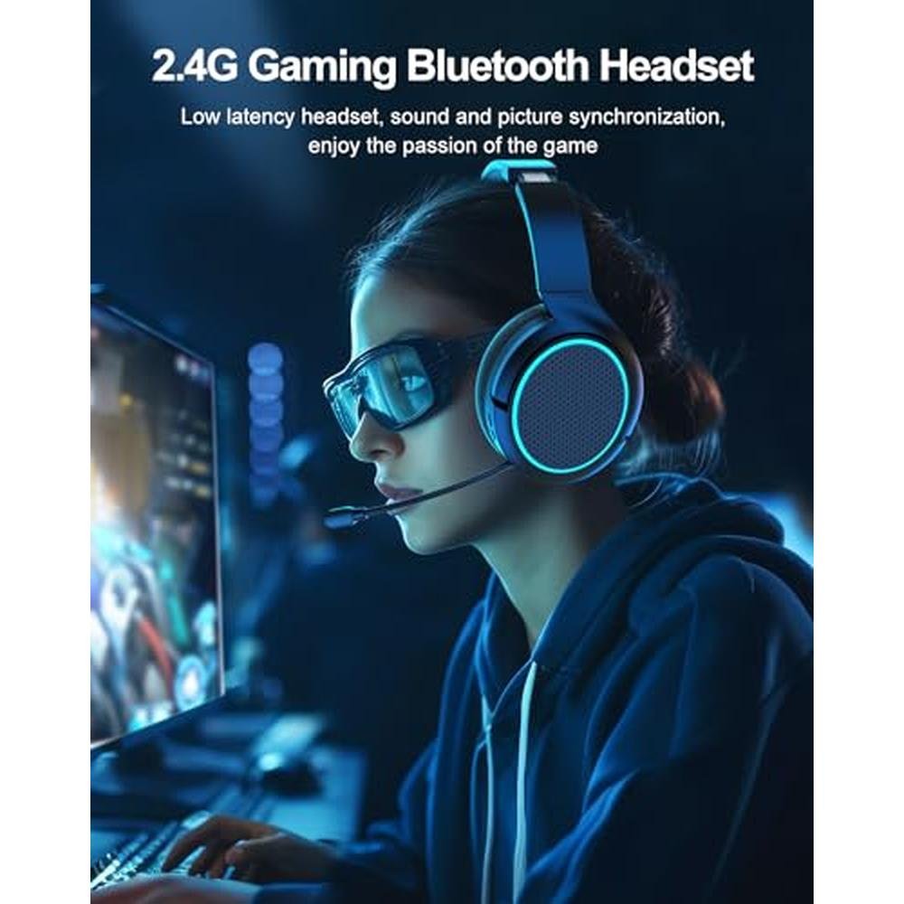 Wireless Gaming Headset: 2.4GHz Wireless Gaming Headphones – Close-up Detail