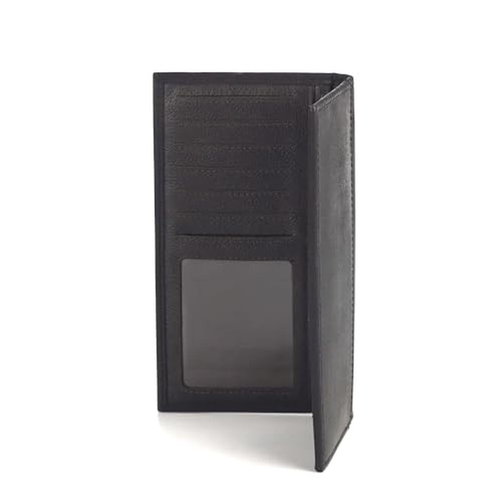 ARIAT Men's Black Leather Bifold Wallet with Embossed Logo – Close-up Detail