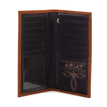 Ariat Rodeo Wallet Emboss Shield & Script Medium Brown – In Use