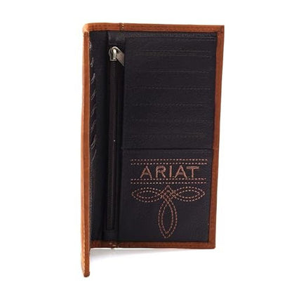 Ariat Rodeo Wallet Emboss Shield & Script Medium Brown – Packaging