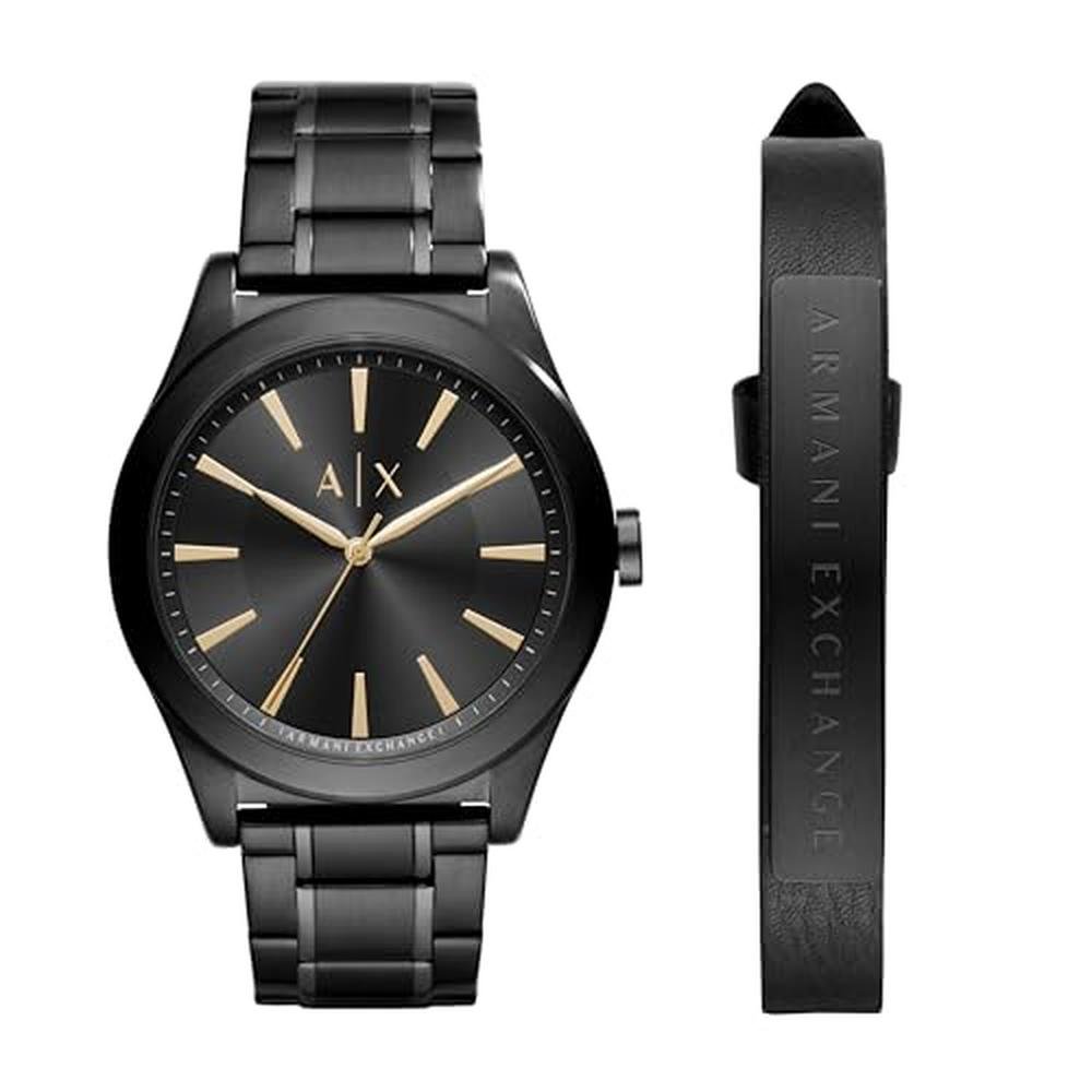 Armani Exchange: AX Men's Black Stainless Steel Watch – Front View