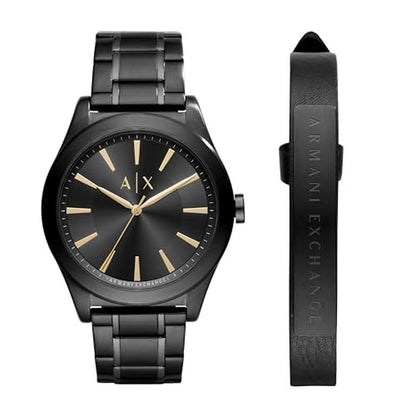 Armani Exchange: AX Men's Black Stainless Steel Watch – Front View