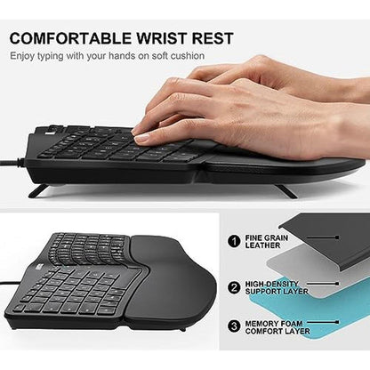 Arteck Ergonomic Keyboard: Arteck USB Wired Keyboard with – Close-up Detail