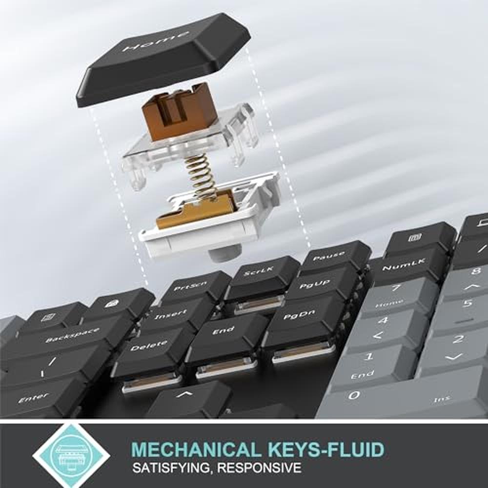 Arteck Mechanical: 2.4G USB Wireless Performance Keyboard – Side View