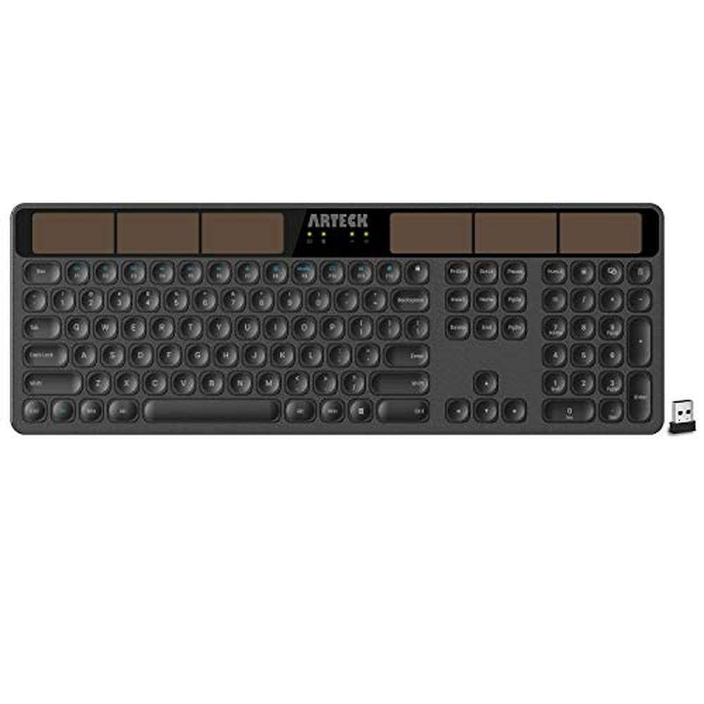 Solar Keyboard: Arteck Wireless Solar Keyboard Full-Size – Front View