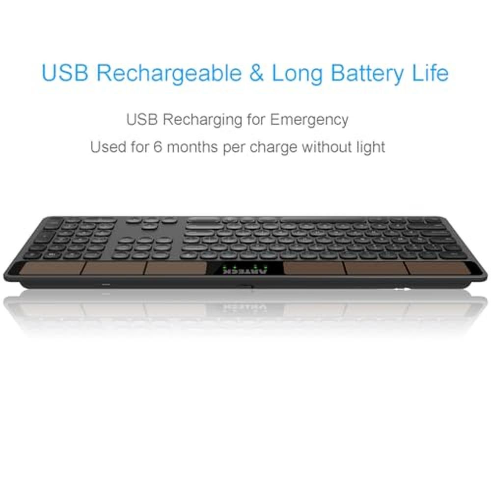 Solar Keyboard: Arteck Wireless Solar Keyboard Full-Size – Close-up Detail