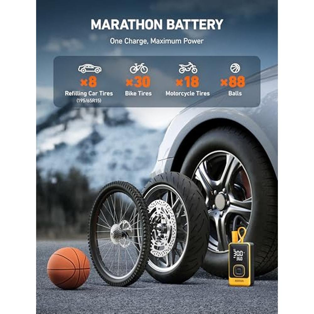Air Bike Accessory: AstroAI L7 Portable Air Compressor – In Use