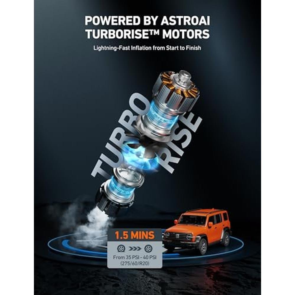 Dual Air Compressor: AstroAI Portable 160 PSI DC Heavy Duty – Side View