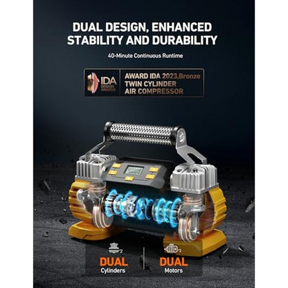 Dual Air Compressor: AstroAI Portable 160 PSI DC Heavy Duty – Close-up Detail