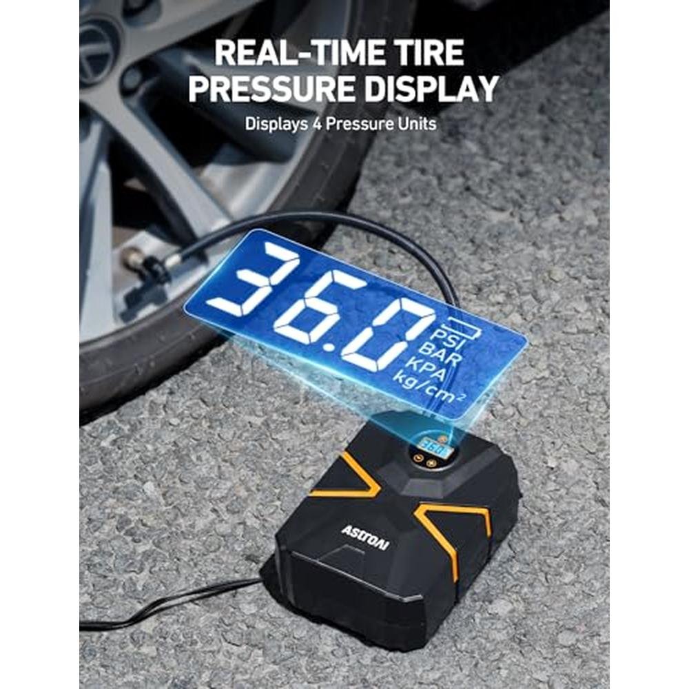 Tire Air: AstroAI S1 Tire Inflator Portable Air Compressor – Side View