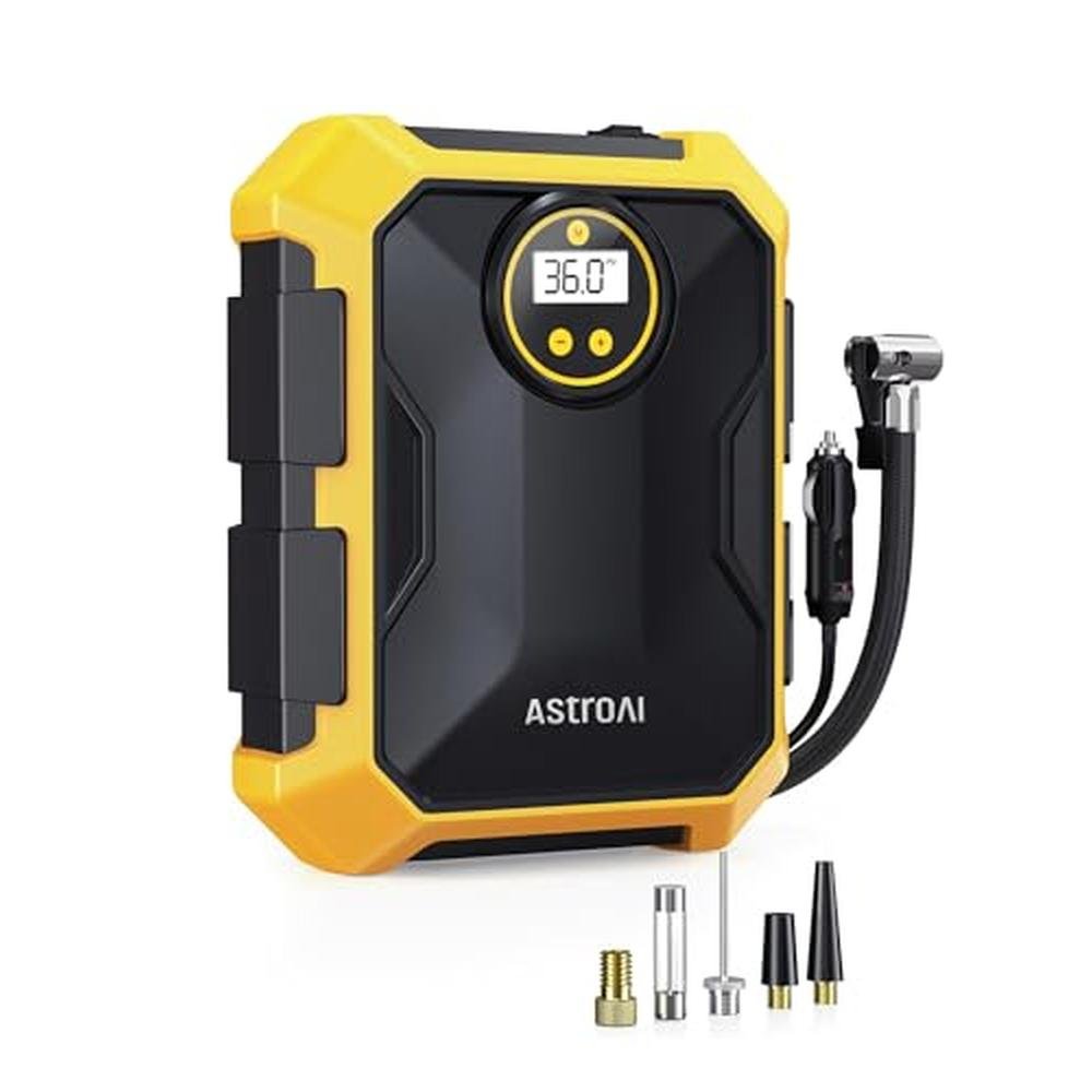 Air Tire Inflator: AstroAI 12V DC Portable Air Compressor – Front View