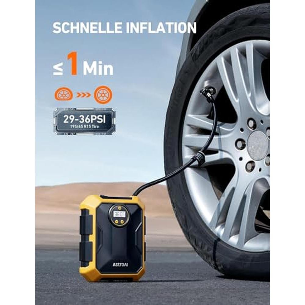 Air Tire Inflator: AstroAI 12V DC Portable Air Compressor – Side View