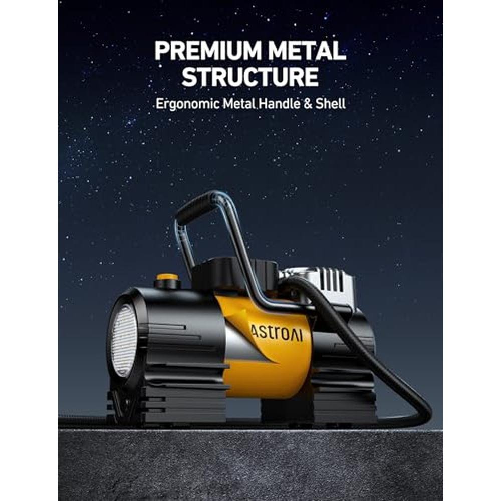 Tire Air: AstroAI Tire Inflator Portable Air Compressor Up – Side View