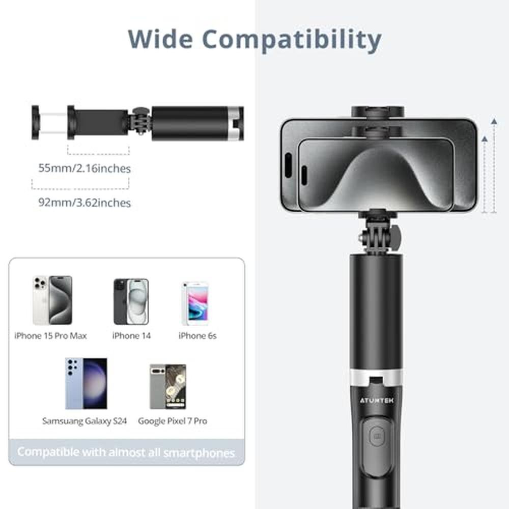 Phone Tripod: ATUMTEK 63 Extendable Selfie Stick Tripod – In Use