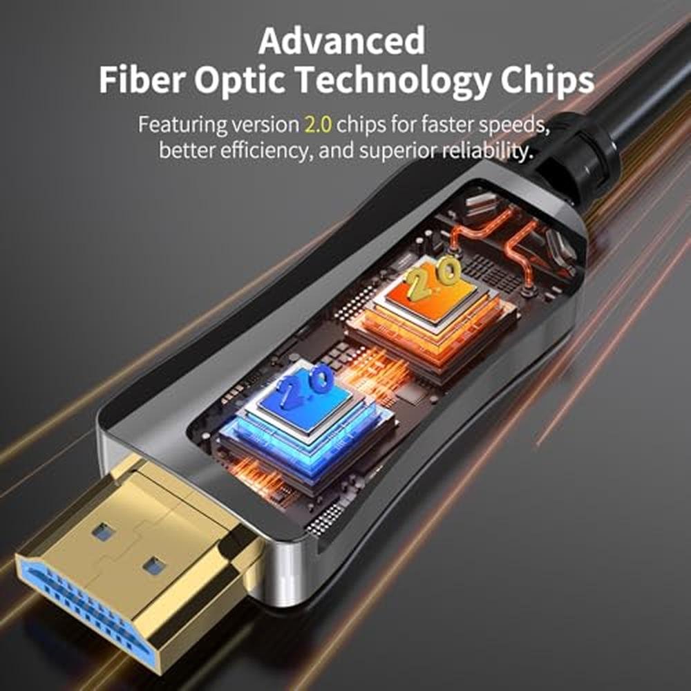 Fiber Cable: Atzebe Fiber Optic HDMI Cable 164ft – Side View