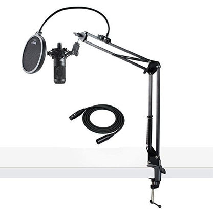 Audio Technica AT2035 Microphone with Knox Gear Pop Filter – Front View