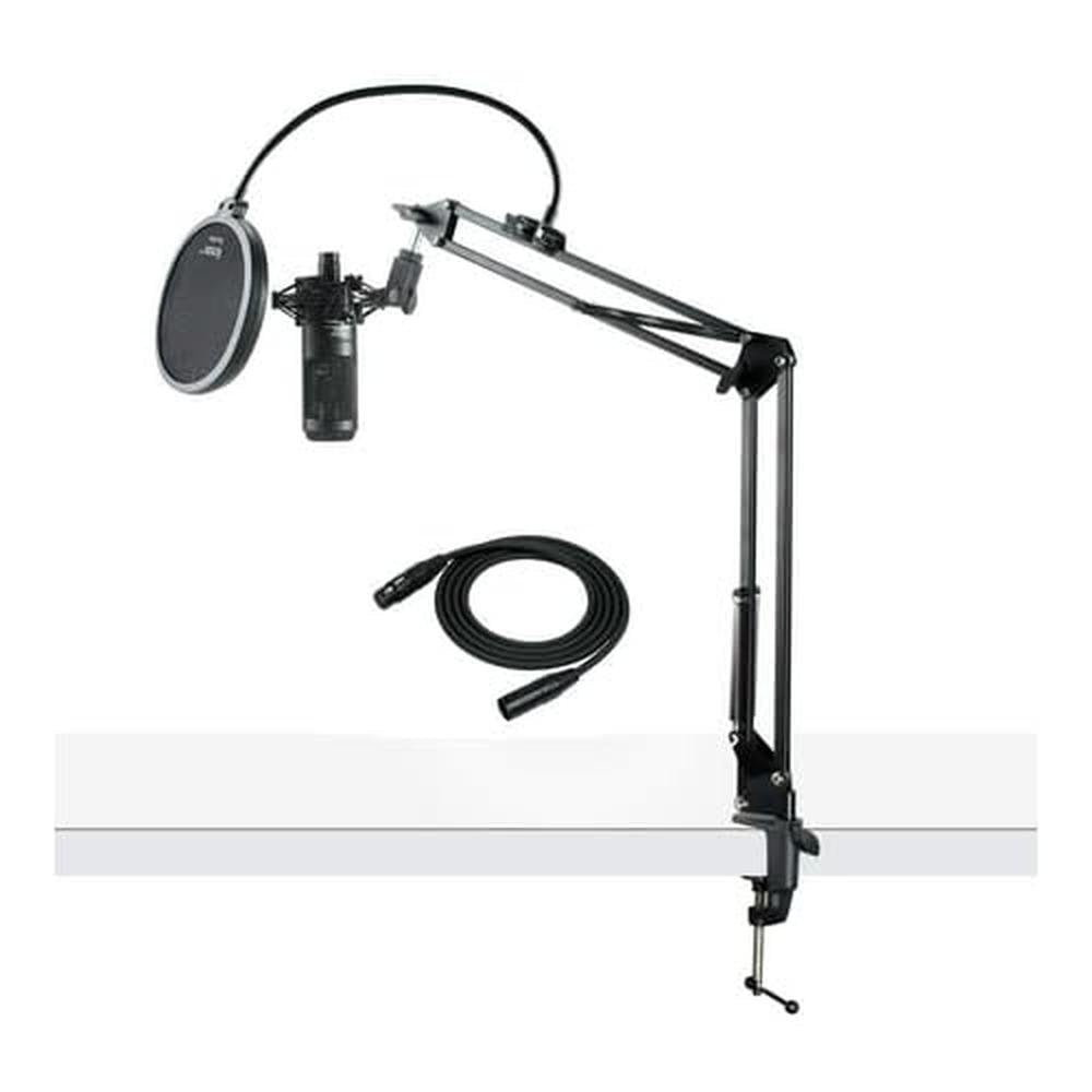 Audio Technica AT2035 Microphone with Knox Gear Pop Filter – Side View