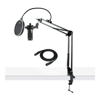 Audio Technica AT2035 Microphone with Knox Gear Pop Filter – Side View