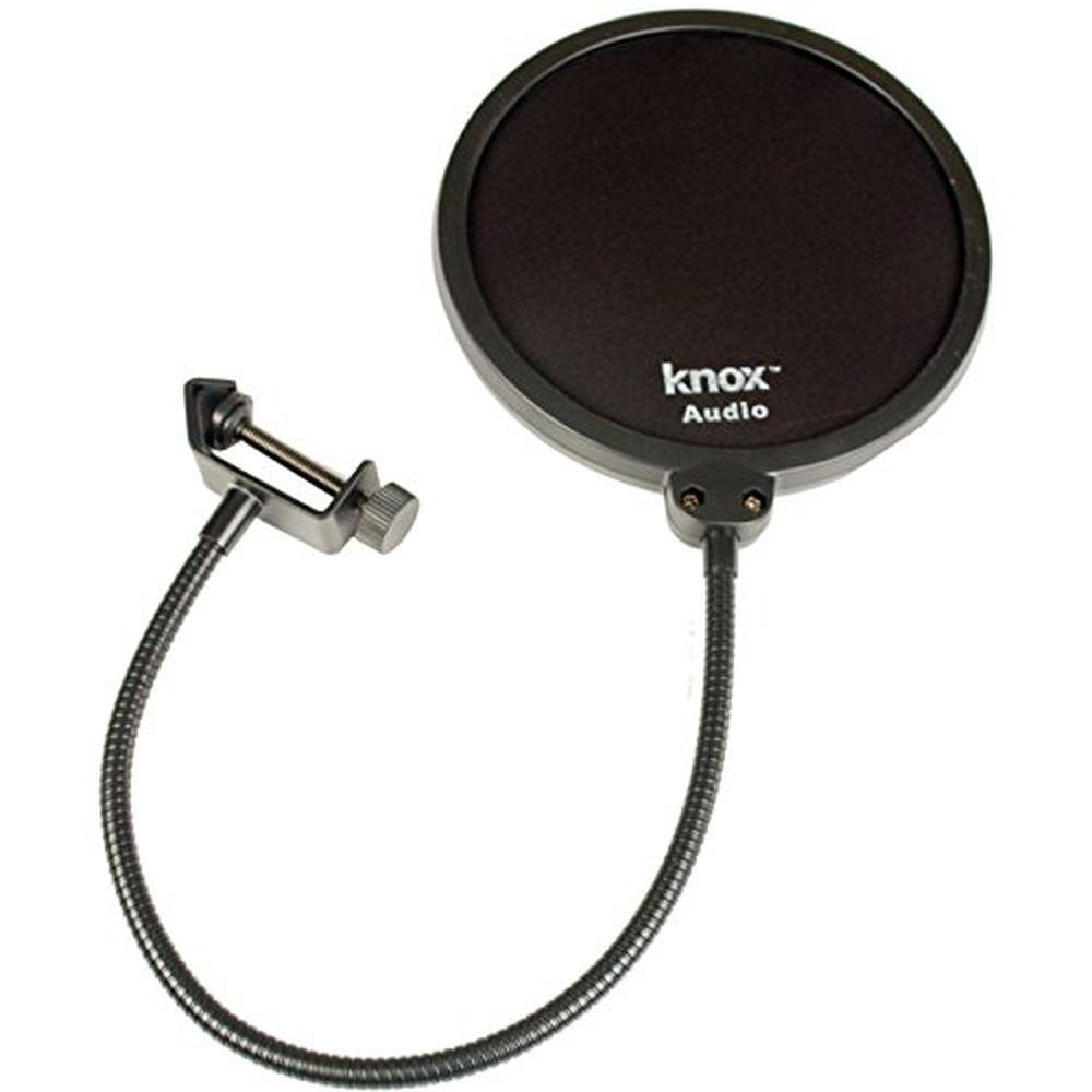 Audio Technica AT2035 Microphone with Knox Gear Pop Filter – Close-up Detail