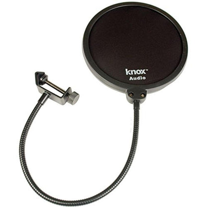 Audio Technica AT2035 Microphone with Knox Gear Pop Filter – Close-up Detail