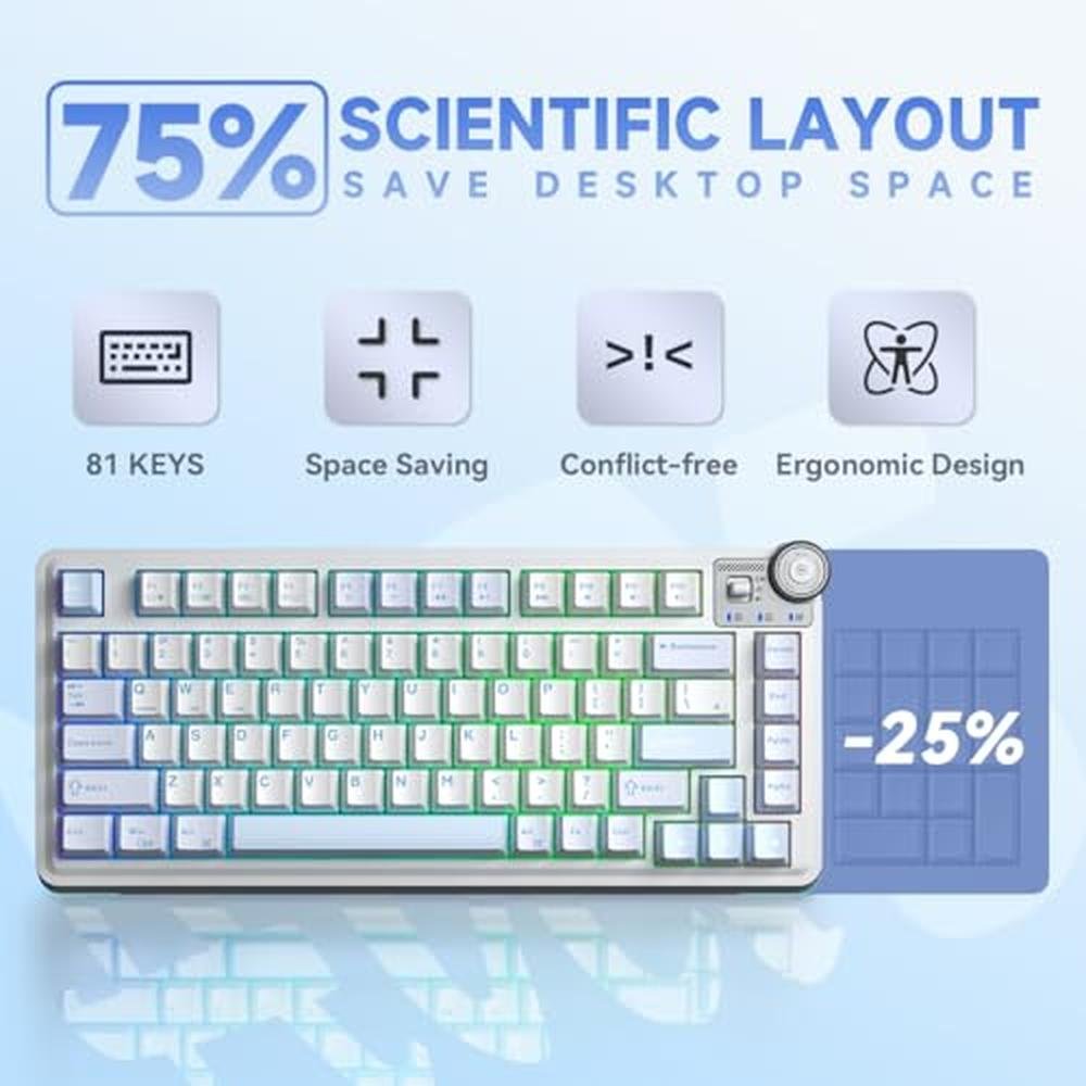 Wireless Gaming Keyboard: Aula AU75 75% Tri-Mode – Close-up Detail
