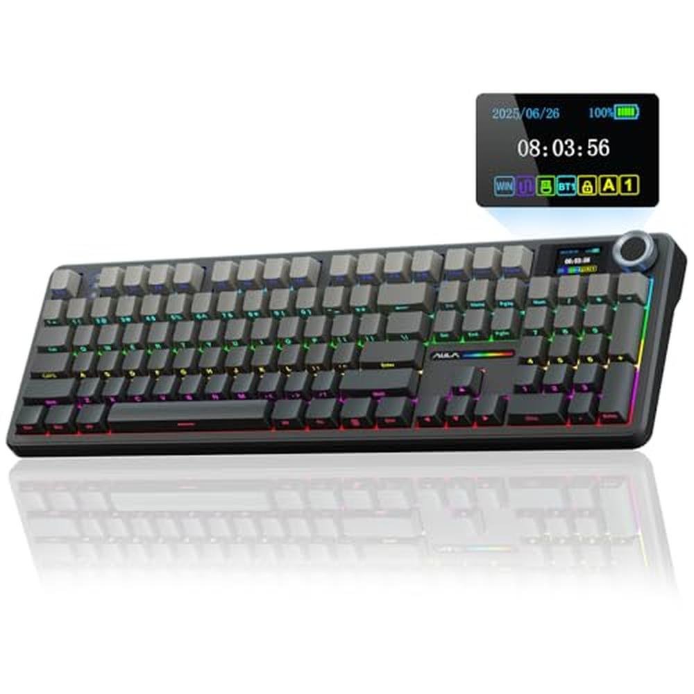 Keyboard AULA F108 PRO: Wireless Mechanical Keyboard with – Front View