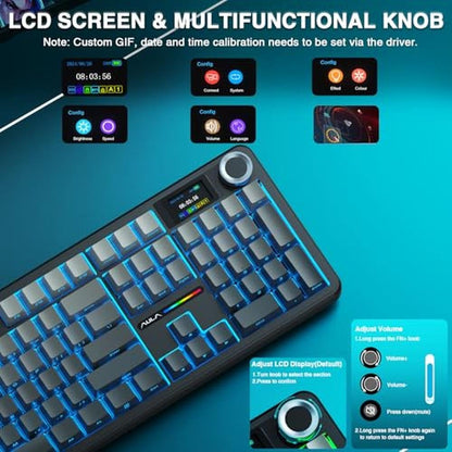 Keyboard AULA F108 PRO: Wireless Mechanical Keyboard with – Close-up Detail