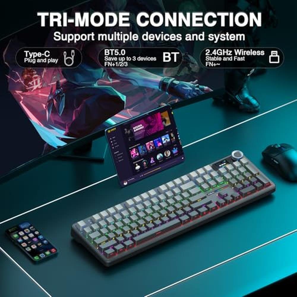 Keyboard AULA F108 PRO: Wireless Mechanical Keyboard with – In Use