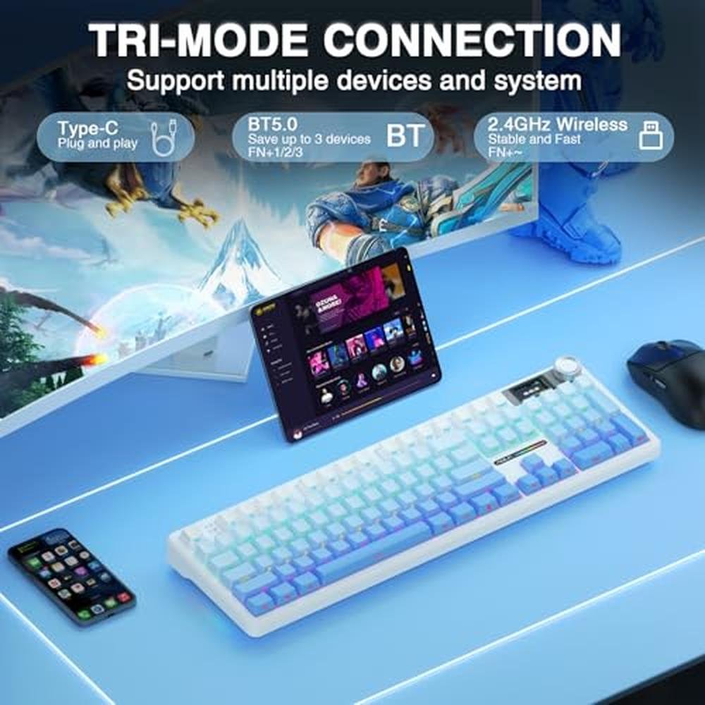 Keyboard AULA: AULA F108 PRO Wireless Mechanical Gaming – In Use