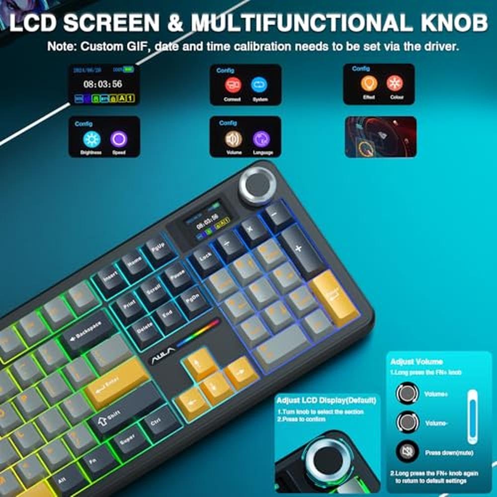 Keyboard AULA F108 PRO: Wireless Mechanical Gaming Keyboard – Close-up Detail