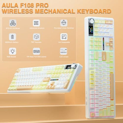 Keyboard AULA F108 PRO: Wireless Mechanical Gaming Keyboard – Side View