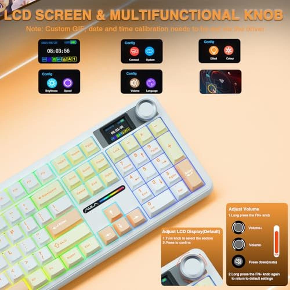 Keyboard AULA F108 PRO: Wireless Mechanical Gaming Keyboard – Close-up Detail