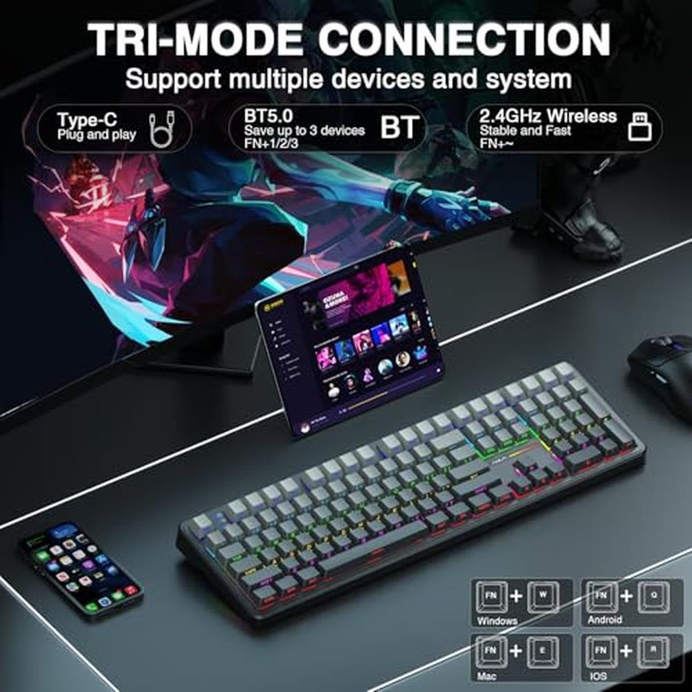 Keyboard AULA F108: AULA Wireless Mechanical Keyboard Full – Close-up Detail