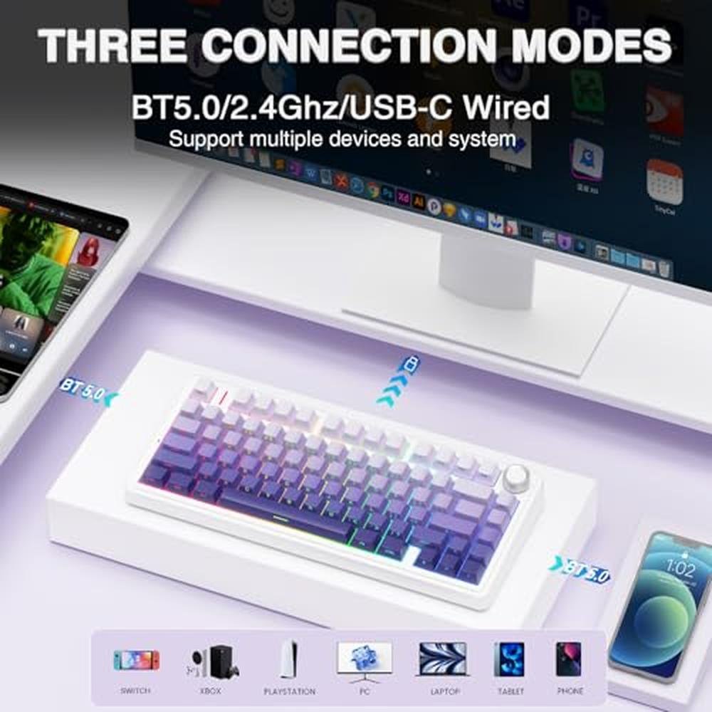 Mechanical Keyboard: AULA F75 Pro Wireless 75% Hot – Close-up Detail