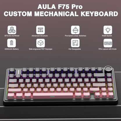 Mechanical Keyboard: AULA F75 Pro Wireless 75% Hot – Side View