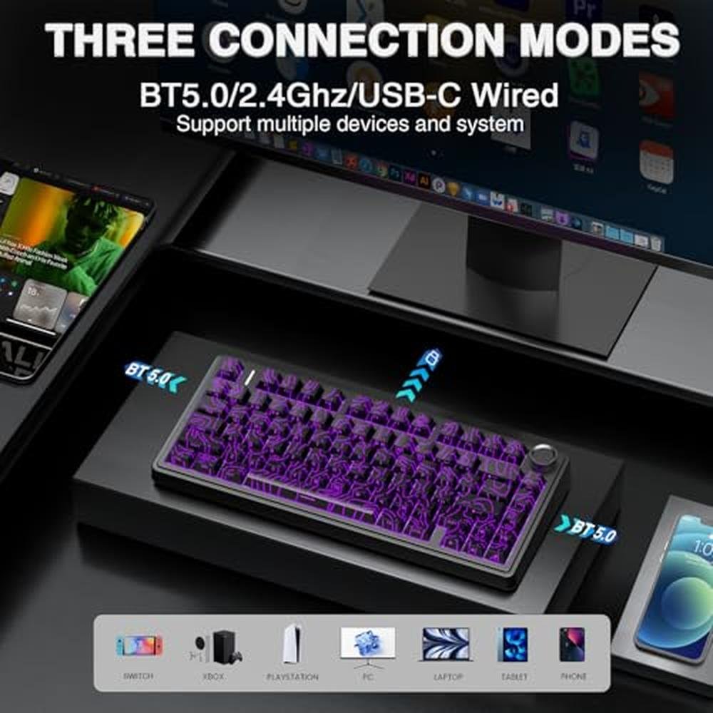 Keyboard AULA: AULA F75 Pro Wireless Mechanical Keyboard – Close-up Detail