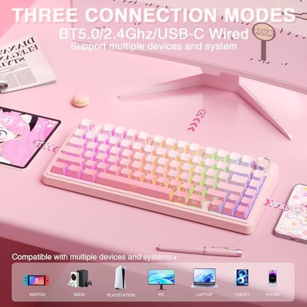 Keyboard AULA: AULA F75 Pro Wireless Mechanical Keyboard – Close-up Detail