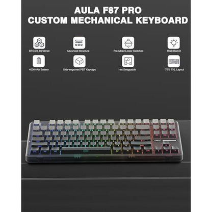 Keyboard AULA F87 Pro: Wireless Mechanical Keyboard – Side View